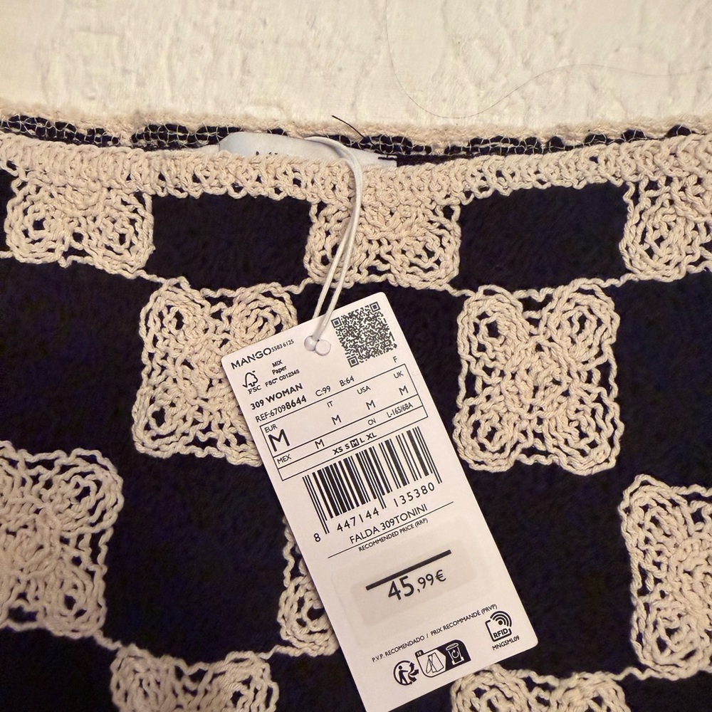 Mango Check Crochet Mini Skirt - Picture 4 of 5